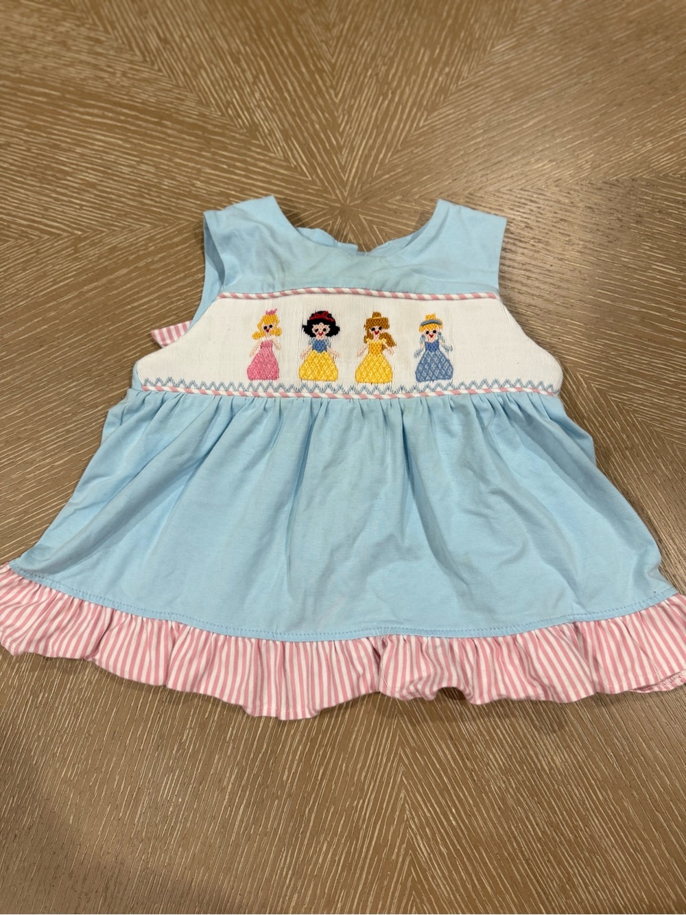 Banana Split Girls 18M Smocked Princess Tank Pink Stripe Ruffle with bow